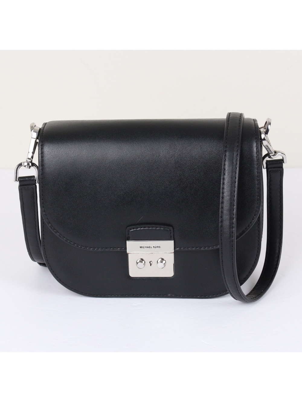 Michael Kors 32T9SS9C1L Black Smooth Leather Small Sloan Editor Crossbody Bag